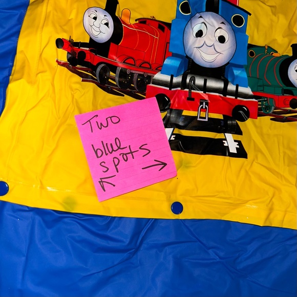 Thomas & Friends kids size 10 rain jacket hoodie 100% pvc back pack cover READ - Picture 8 of 14